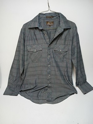 Plainsman Extra Long Tails Plaid Western Shirt Long Sleeve Snap Up Cowboy Sz Med