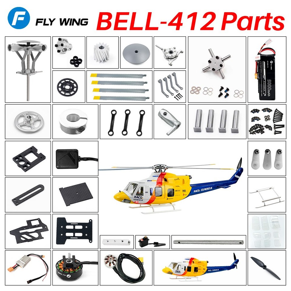 Fly Wing Bell-412 Rc Helicopter Original Esc Main Blades Rotor Head Servo Parts