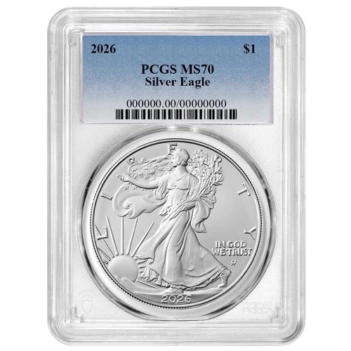 2026 $1 1-oz American Silver Eagle PCGS MS70 Blue Label