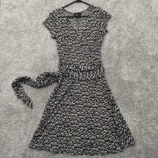 AB Studio Wrap Dress Size Small Boho Office Chic Geometric Retro Y2K Inspired