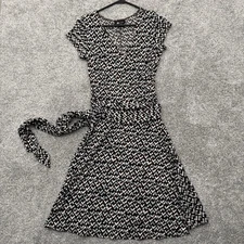 AB Studio Wrap Dress Size Small Boho Office Chic Geometric Retro Y2K Inspired