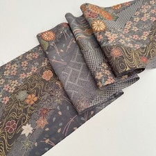 Gray Current C 7.5x62 LONG Vintage Japanese Chirimen Kimono Silk Fabric CK49