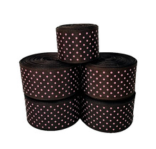 Brown with Pink Confetti Dot Grosgrain Ribbon 1 1/2" wide x 40 yards Polka
