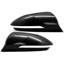 New Pair Mirror Cover Cap Set Smooth Black for Hyundai Tucson Santa Cruz 22-24