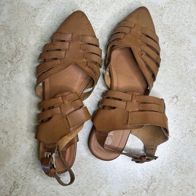 Nature Breeze Tan Pointed Toe Huarache Gladiator Sandals - Chic Boho Size 6.5