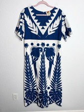 Farm Rio Patchwork Maxi Dress Women’s XS Embroidered Blue Birds U