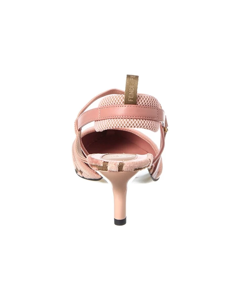 Fendi Colibri Lite Ff Jacquard Velvet Slingback Pump Women's - Image 3 of 4