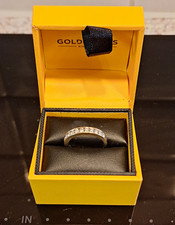 Goldsmiths 9ct White Gold Channel-Set Diamond Wedding Band Ring Size O 3mm