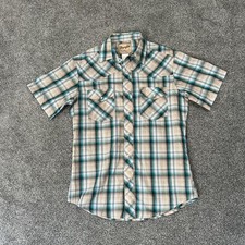 Wrangler Western Snap Shirt Plaid Short Sleeve Pearl Mens M