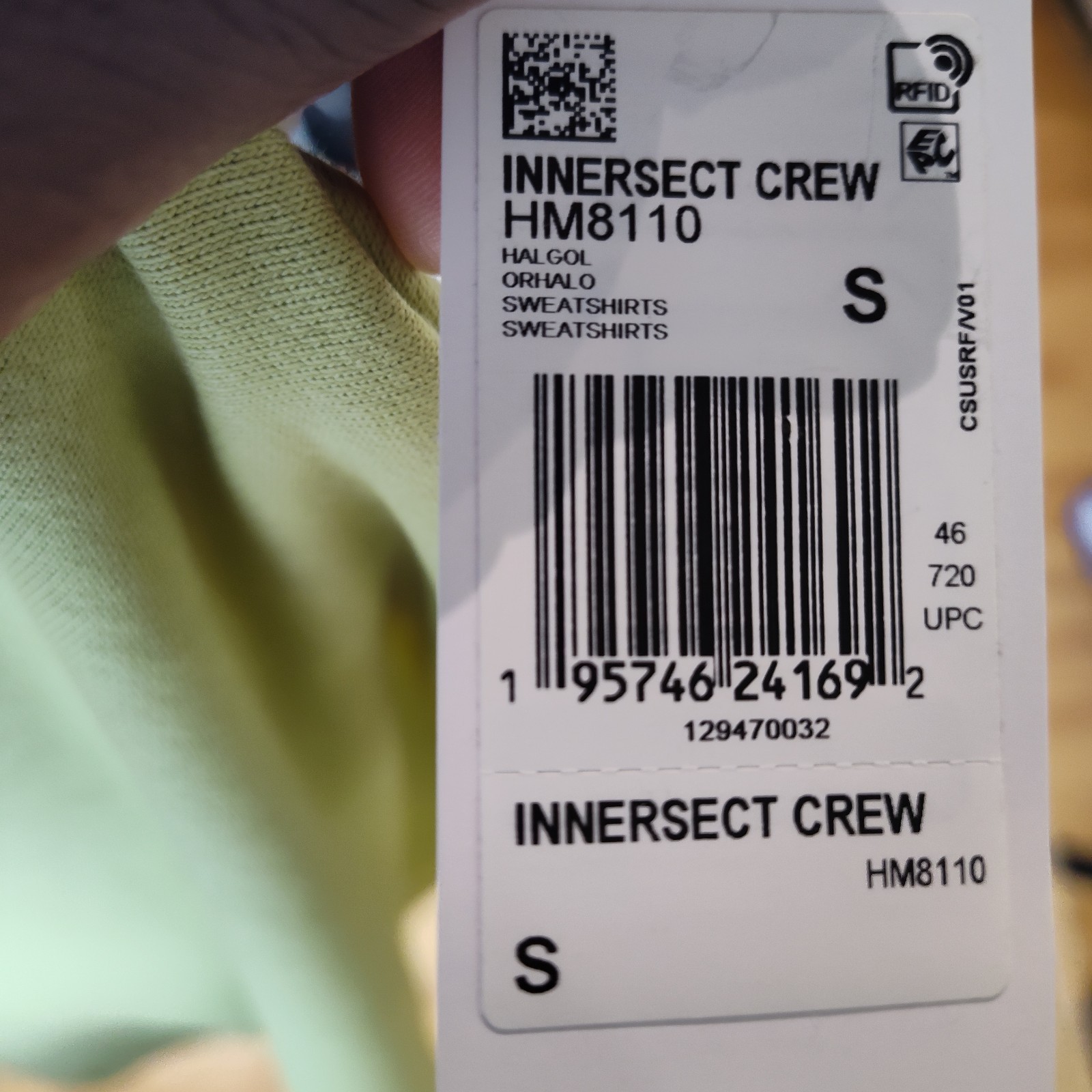 ADIDAS X FEAR OF GOD Oversized Innersect Crew SWEATSHIRT Men's Sz S Autumn Green thumbnail 5