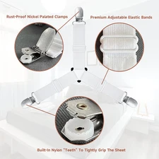 Bed Sheet Straps, Upgrade Fitted Bed Sheet Holders for Corners, Non Slip Shee...