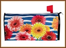 EVERGREEN MAILBOX COVER * SPRING GERBERA BOUQUET * STRONG MAGNETS - BRAND NEW