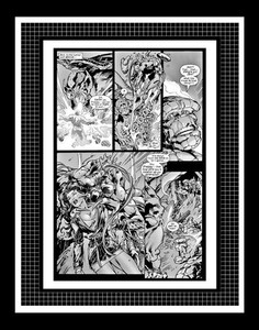 Bryan Hitch Thing & She-Hulk #1 Rare Production Art Pg 32 Monotone