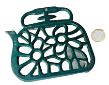 Metal Kettle Tea Pot Tray Cast Iron Metalware Vintage ra