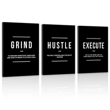 COSCTOR Set of 3 Motivational Wall Art Canvas for Office Workplace Garage Gym...