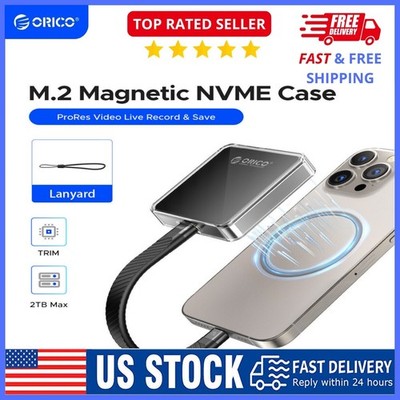 ORICO Magnetic M.2 NVMe SSD Enclosure iPhone 15 Pro Max ProRes10Gbps Case 2TB