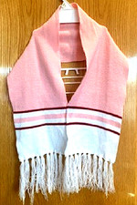 NWOT Girls Pink Striped Stretch Acrylic Scarf Tassel Ends 42" x 7" w/o Tassel