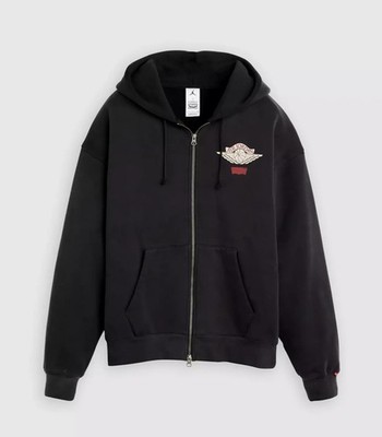 Air Jordan X Levi's Full Zip Up Hoodie Black IM6734-010 Size L