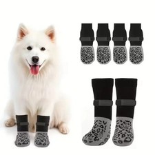 4-Pack Anti-Slip Dog Socks Paws Stop Licking Adjustable Pet Paw Protection Socks