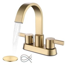 Bathroom Sink Faucet 3 Hole Brushed Gold, 2 Handle 4 Inch Centerset Stainless...