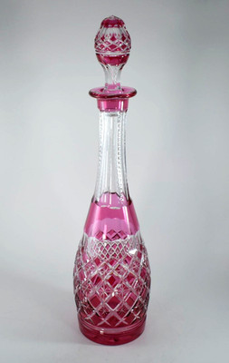 VINTAGE VAL SAINT LAMBERT RUBINROT GESCHLIFFENES GLAS KARAFFE