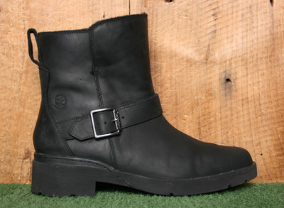 TIMBERLAND 'Graceyn' Black Faux Fur Lined Waterproof Biker Boots Sz. 8