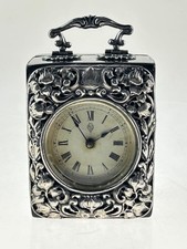Antique Large Solid Silver Carriage Clock Circa 1905 Birmingham