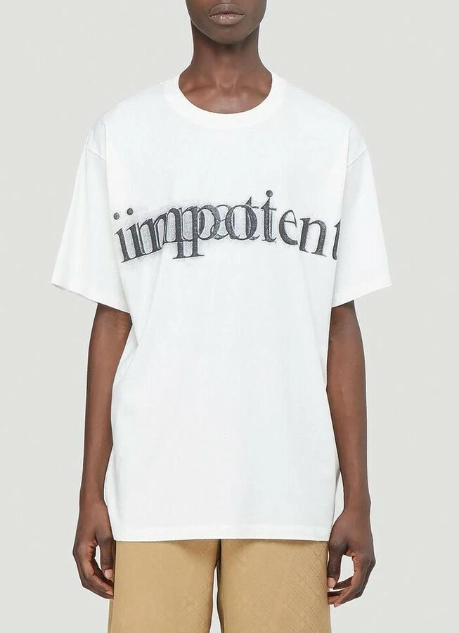 Gucci Men's Cream Cotton Impatient/impotent Graphic Print T