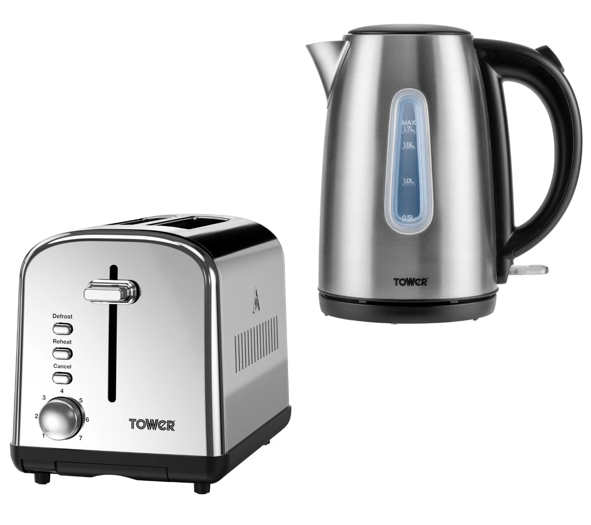 Brushed stainless steel kettle and sale toaster