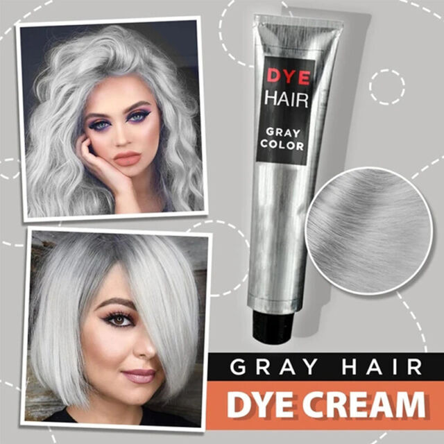 100ml Hair Dye Crem Light Gray Silver Hair Color Cream Grandma Gray Punk StyleAU VZ10498