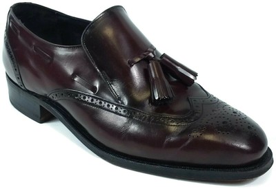 French Shriner Mens Burgundy Leather Slip-On Loafer Tassel  display picture 3