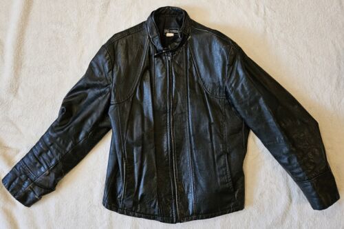 Sears Vintage Motorcycle jacket mens 42 Genuine Black leather Made In Canada - Picture 2 of 16