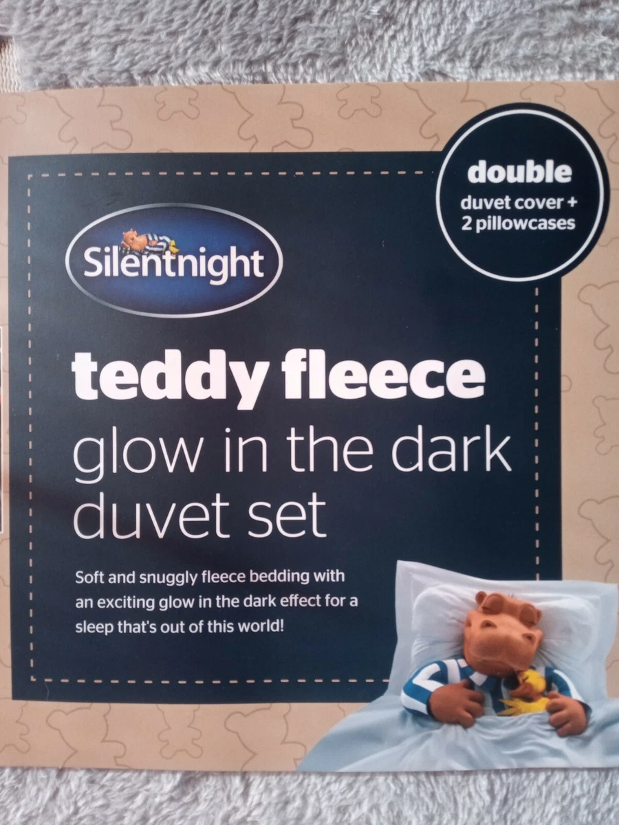 SILENTNIGHT GLOW IN THE DARK Grey Teddy Fleece Duvet Quilt Cover Set -  DOUBLE 5012701531030 | eBay