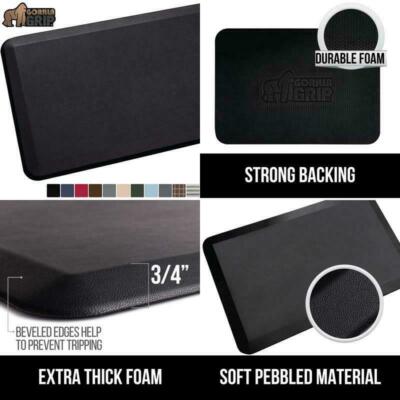 Gorilla Grip Original Premium Anti-Fatigue Comfort Mat, Flat (Black)
