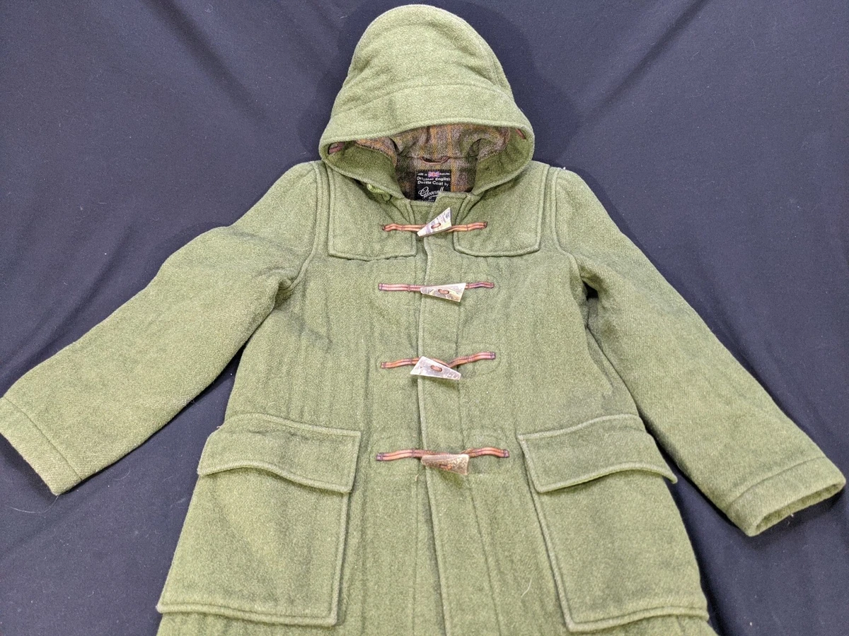 Vtg Gloverall Green Wool Duffle Coat Toggle Peacoat Jacket England Sz 10 M