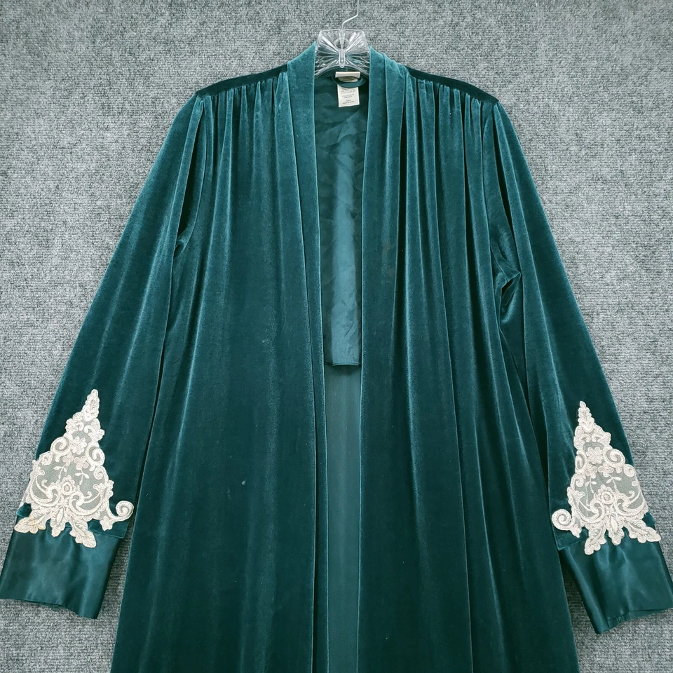 Lencería larga vintage Jonquil by Diane Samandi bata para mujer S pequeña de terciopelo verde Foto 3 de 4