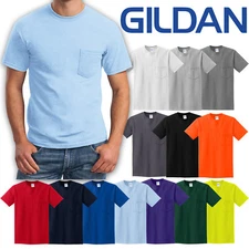 BIG MENS T-Shirt with POCKET Gildan 100% Preshrunk Cotton Tee 2XL, 3XL, 4XL, 5XL