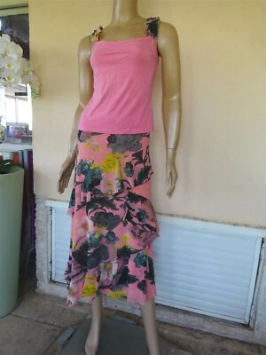 SUPERBE JUPE KENZO LONGUE ASYMETRIQUE COLOREE + TOP ASSORTI T 38/40 - Photo 1/4