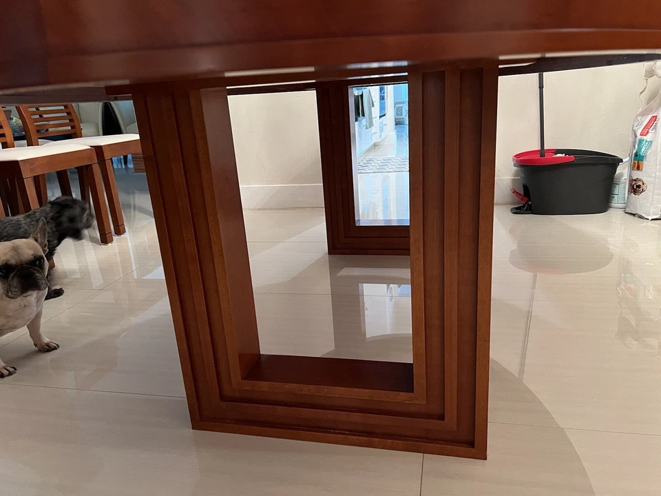 Italian cherry Dining Table 8 People Durable Wooden Oval Dining - Image 2 of 4