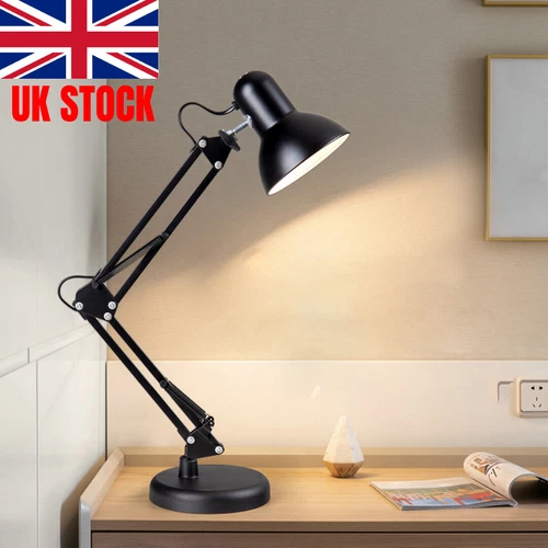 Desk Lamp Flexible Clamp Reading Light Swing Arm Table Clamp Study Base E27 Tool - Picture 1 of 12
