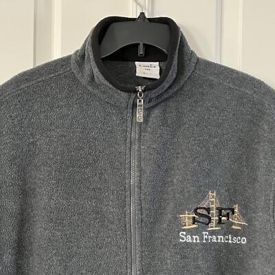 Lanza San Francisco Fleece Jacket Adult Large Gray Zip Pockets Casual Men USA