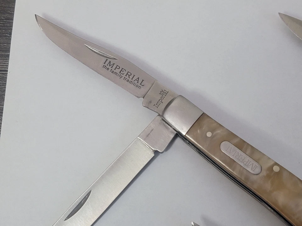 Juego de 3 Cuchillos de Bolsillo Imperiales Perloide 2 Hojas Foto 3 de 4