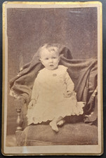 Antique 1880s Cabinet Card Baby Photo Gold Border Victorian Era Photograph