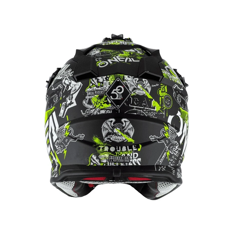 Oneal 2Series Attack Casque De Cross Enfants Mat Noir Jaune Fluo - Photo 3/4