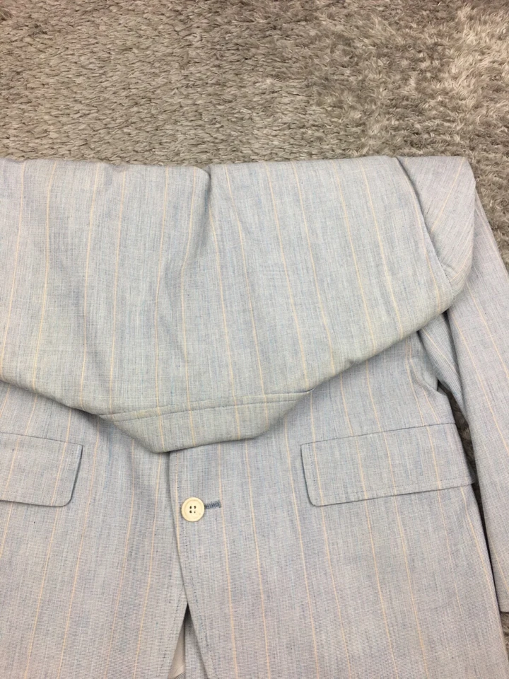 Haspel Suit Jacket Blazer Mens Size 40R Blue Striped Double Pocket Vintage - Image 4 of 4