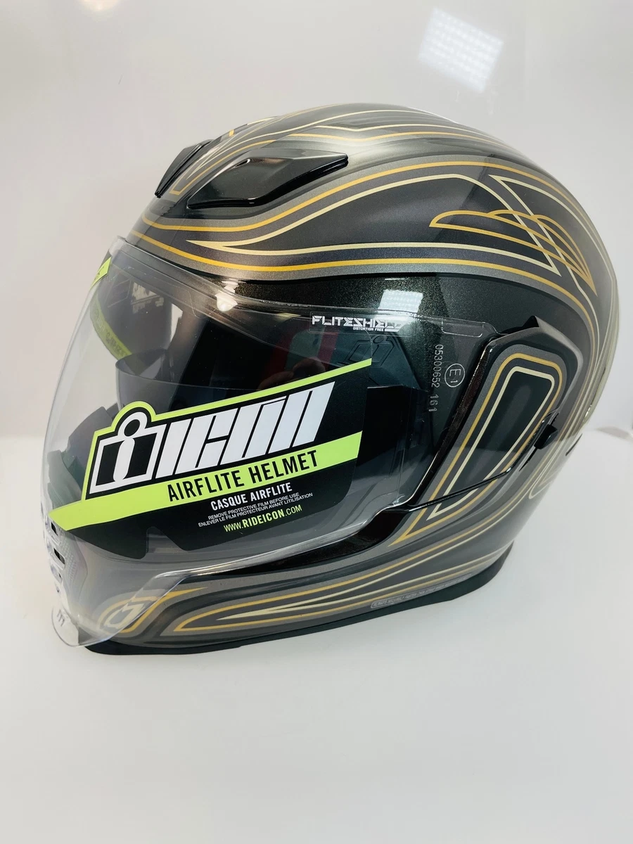 Icon Airflite El Centro Black Gold Motorcycle Motorbike Helmet XL 61-62cm
