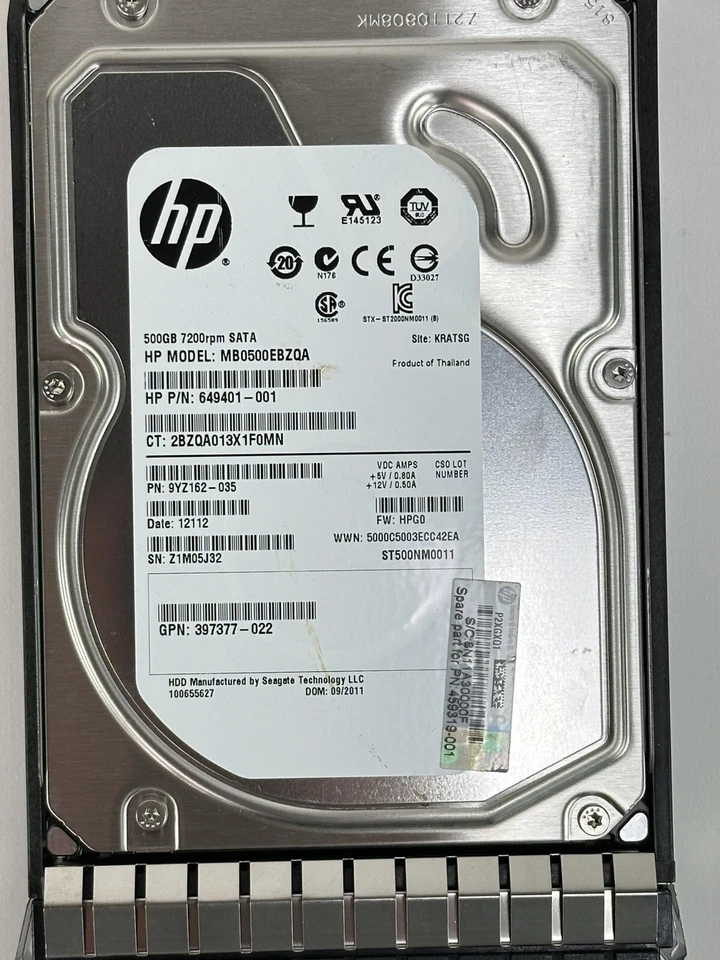 HP 500GB 7.2K RPM 3G SATA 3.5 LFF HDD Hard Drive MDL Hot Swap Tray 459319-001 - Image 2 of 4