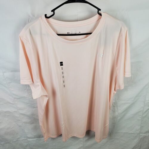 Under Armour Shirt Women’s 2X Pink Velocity Twist Heat Gear T-Shirt Active New