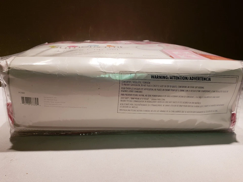 Juego de cama para cuna Sumersault PRINCESS rosa 4 piezas, edredón 2 sábanas para cuna con volantes antipolvo Foto 3 de 4