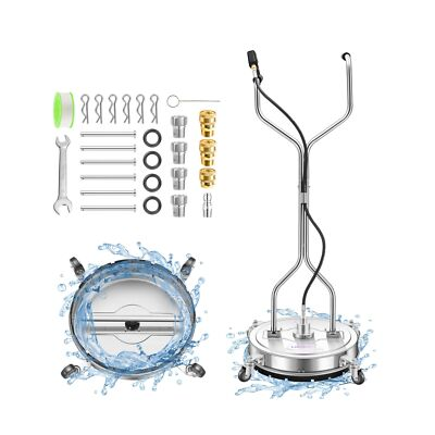 #ad 20quot; Pressure Washer Surface Cleaner with 4 Wheels Stainless Steel Dual Hand... $279.27